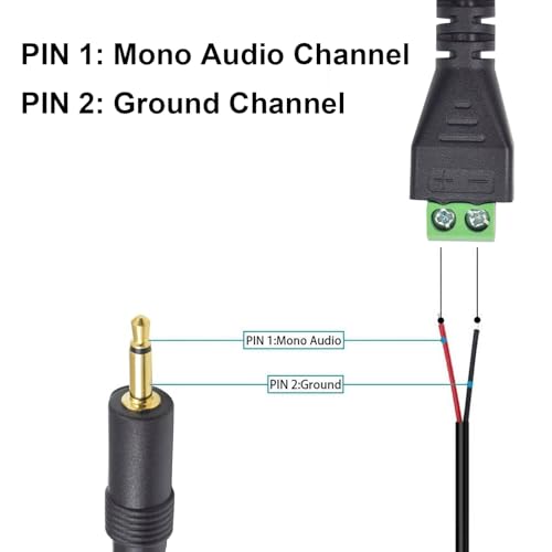 Poyiccot 3.5mm (1/8") TS Mono Male to 2 Pin Screw Terminal Female Headphone Balun Solderless Converter Adapter Cable 30cm (3.5mm M/ 2pin) - color: 3.5mm to 2 pin screw terminal