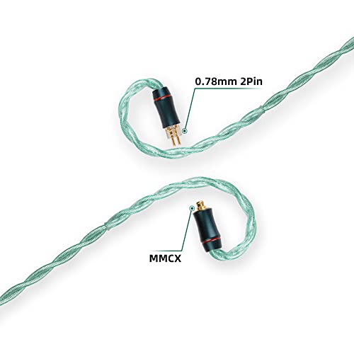 NICEHCK FourMix 4.4mm Balanced MMCX Green IEM Upgrade Cable HiFi Wire | 4-mixed conductor: Cu-Ag alloy,7N Cu,pure silver,6N silver-coated OCC; gold-plated beryllium copper MMCX pin; - color: Green