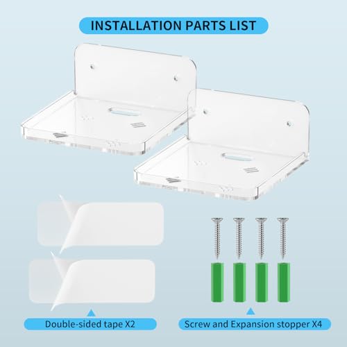Wall Mount Floating Shelves for 2 Pcs Camera Mini Speaker Shelf Baby Monitor - Clear Mini Shelf Flexible Use for Wall Space in Bedroom Bathroom Kitchen Living Room - size: Small Clear