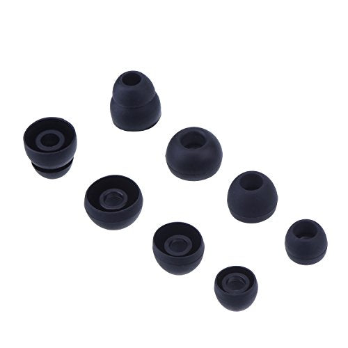 EBOOT 16 Pcs Earbud Tips Silicone Replacement, Noise Isolating Ear Bud Covers, Soft Anti-Slip Eartips, Multi Size S/M/L, Black & Clear