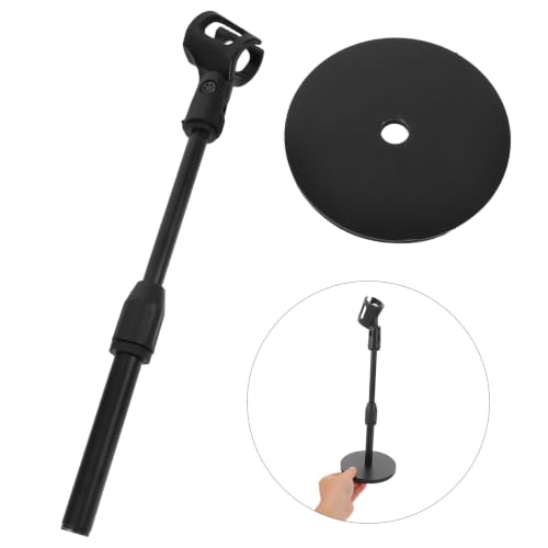 ORFOFE Adjustable Tabletop Mic Stand with Stable Metal Weighted round Base and Space-saving Design for Desktop Microphone Holder Suitable for Singing and Podcasting