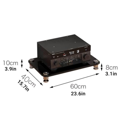 Tempered Glass HiFi Audio Rack Stand, Anti-Vibration Amplifier Shelf(Black,1-Layer) - color: Black, size: 1-layer