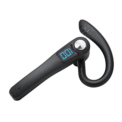Bluetooth Earpiece, Single Ear Earphone, Hands Headset with LED Display, Voice Control for Driving Business