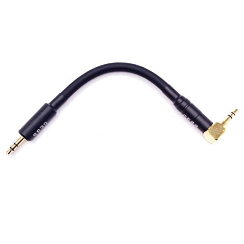 Right Angle To Straight 3.5mm Short Aux Stereo Audio Cable, 3-Inch Length