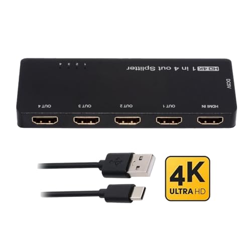 Xiwai HDMI 2.0 Splitter 4K 60hz Converter Ultra-HD Switch 1-IN-4-OUT 18Gbps UHD Hub Support HDCP SST Extended - style: HDMI Switch 2.0 (1 to 4 )with Cable