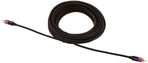 Amazon Basics Subwoofer RCA Audio Cable for Amplifiers, Active Speakers with Gold-Plated Connectors, S/PDIF, Digital Audio, 35 Feet, Black - size: 35 feet