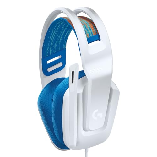 Logitech G335 Lightweight Gaming Wired Over Ear Headphones with Mic Flip to Mute 3.5Mm Audio Jack, Memory Foam Earpads, Compatible for Pc, Playstation, Xbox, Nintendo Switch (White)