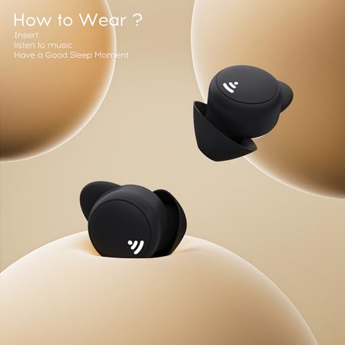 Sleep earplugs for Side Sleepers, Mini Invisible Wireless Bluetooth 5.3 Micro Sleep Noise Cancelling Headphones, Invisible earplugs for Small Ears Sleep, Exercise, Work, Hiking(Black)