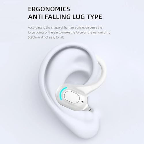 Wireless Headset Business Headphones,Waterproof Hanging Single Ear Earbuds,Mono Wireless Headset Noise Cancelling Sports Wireless Earpiece with Mic for Smart Phones (White) - color: White