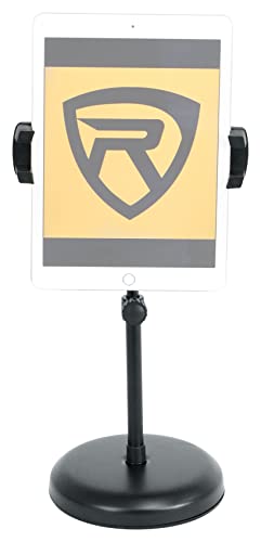 Rockville iStand 7 Adjustable Desktop Stand for iPad/iPhone/Tablet/Phone, 360 Swivel, Mic Clip Included, Perfect for Karaoke, Live Performances, and Presentations | Swappable Mount, Adjustable Height, Includes Mic Clip, 360 Degree Swivel, Desktop, Fits 4.