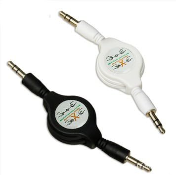 2 Pack Retractable 3.5mm Aux Cable 2.5 Feet Aux Cord Adjustable TRS 3.5mm Audio Cable Male to Male Stereo Auxiliary Input Adapter for Headphone Headset Car Stereo Unit Speaker Amplifer Phone