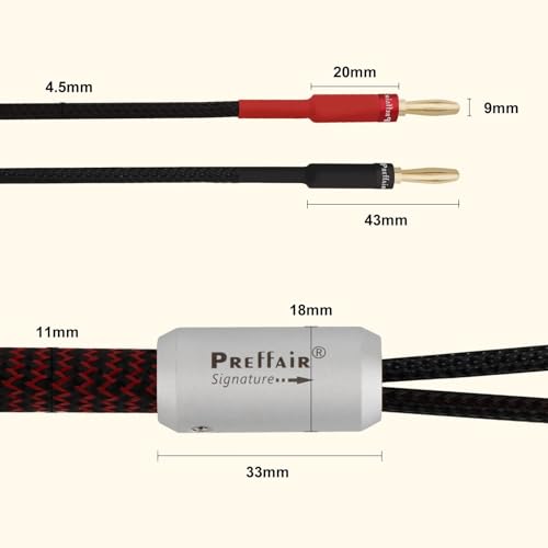 Preffair HiFi 13 AWG Speaker Cable Audiophile High Purity Copper Gold Banana to Banana Loudspeaker Wires Cotton Net Braided Sleeves Audio Wires for Speakers/Amps/Home Stereo Systems(Red-Black, 5 feet) - color: Red-Black, size: 5 feet