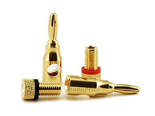 Monoprice 24k Gold Plated Speaker Banana Plugs, Open Screw Type (1 Pair) - size: 1 Count (Pack of 1)