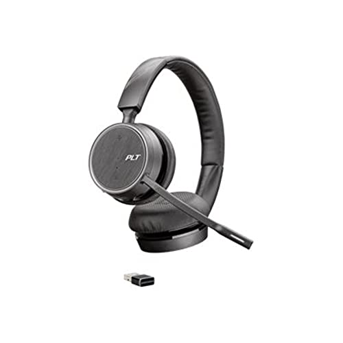 Plantronics - Voyager 4220 UC USB-A (Poly) - Bluetooth Dual-Ear (Stereo) Headset - Connect to PC, Mac, & Desk Phone - Noise Canceling - Works with Teams, Zoom & more