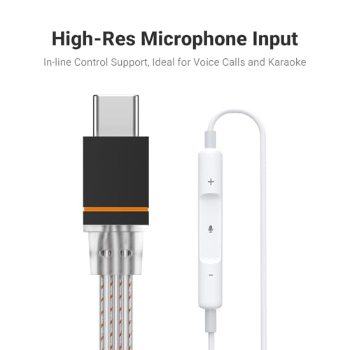 Fosi Audio D2 USB C to 3.5mm Audio Adapter Dongle, DAC Amp for IM4 Wired IEM Earbuds, Headphone Jack Adapter with Mic Support, Type C Male to 3.5mm Female, 32bit/384kHz