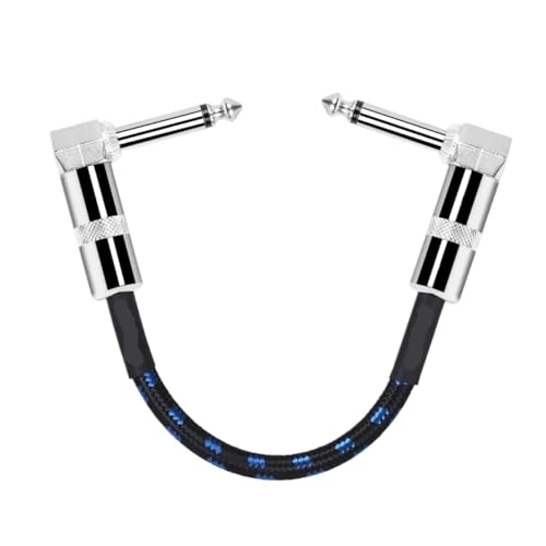 FENG GUO 1/4 Right Angle Plug Guitar Effect Patch Cable Ja-ck 6.35mm Instrument Pedal Cable for Effectors Pedals Guitars(Black-White) - color: Black-White