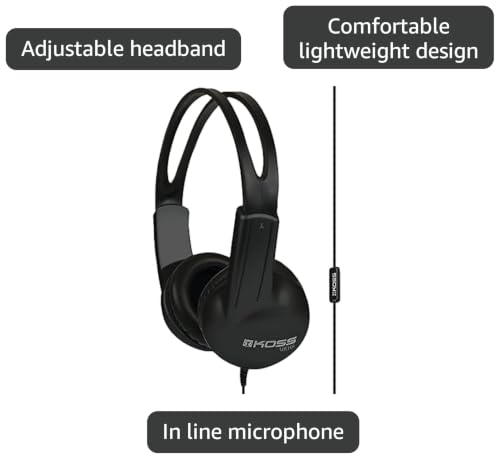 Koss UR10i Lightweight Wired Headphone, Black