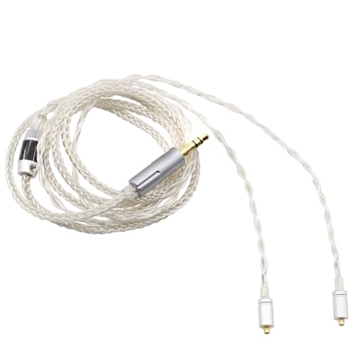 Youkamoo MMCX IEM Replacement Cable, 3.5mm Detachable Silver-Plated Copper Earphone Cord Compatible with Shure SE215, SE425, SE535, SE846, 4ft/1.2m - color: Silver