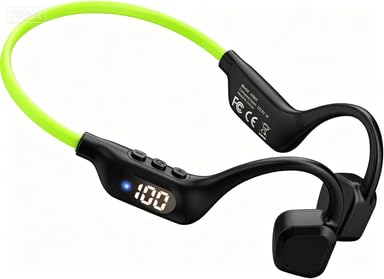 Bone Conduction Headphones, 14H Playtime Bluetooth 6.0 Open-Ear Earbuds with Mic, IPX5 Waterproof Lightweight Headset, Wireless Sport Earphones for Running, Cycling, Gym (Black&Neon Green - color: Black&Neon Green