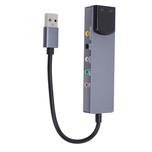 Fabater External USB Sound Card, 5.1 7.1 Channel Support Smart Noise Reduction 5. Channel External Sound Card, USB for Gaming with Optical Input Output for PC Laptop Home