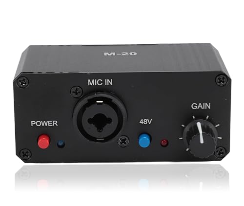 Microphone Preamp Mic Gain Booster, 48V Power XLR Output for Dynamic and Condenser Mic