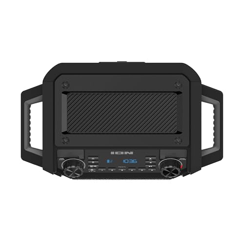 ION Tailgater Classic Portable Bluetooth Outdoor Speaker, Black | Water Resistant, Rechargeable Battery, Radio, USB Charging, Stereo Linking, App Control, for Parties and Outdoor Events - style: Tailgater Classic - Black