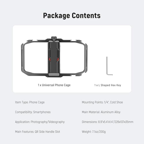 NEEWER Universal Phone Cage, Smartphone Video Rig with Quick Release Mounts Cold Shoes for Videomaker Filmmaking TikTok Vlogging Phone Video Stabilizer Holder Compatible with iPhone Samsung, PA039 - style: PA039