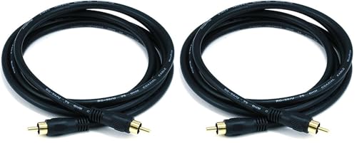 Monoprice Audio/Video Coaxial Cable - 6 Feet - Black | RCA Male/Male RG-59U 75ohm (for S/PDIF Digital Coax Subwoofer & Composite Video) (Pack of 2) - size: 6 Feet (Pack of 2), style: Cable