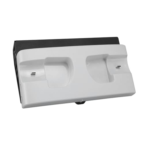 Controller Charger Station, Space Saving Wall Mount Dual Charging Dock Dual Stand Charger, Controller Charging Stand with 15 RGB Light Effects Headset Hook 2 USB Ports