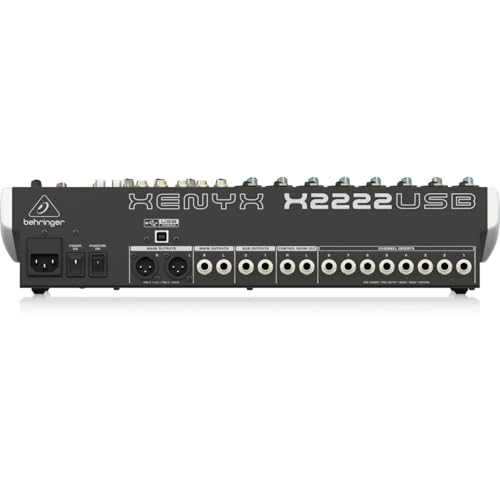 Behringer XENYX X2222USB Premium 22-Input 2/2-Bus Mixer, Bundle With 2x H&A XLR M to F Cable 25'
