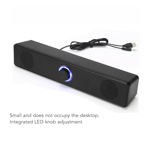 Sxhlseller USB Powered Soundbar Speaker - Wired Computer Bar Speakers with HiFi Clear Sound, Volume Knob Control for Desktop, Monitor, and Game Machine - Mini Laptop Speaker System