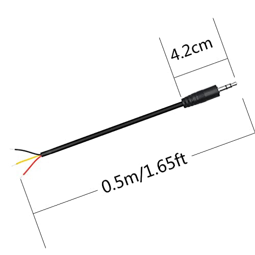 3.5mm Male Plug to 3Pin Bare Wire Open End Cable 1.6FT, TRS 3 Pole 1/8'' | 3.5mm Audio Plug Stereo Audio Wire, Auxiliary Audio Connector Jack, for 3.5mm Earphone Microphone DIY Cable Repair - 4Pcs - color: 3.5mm Male Plug TRS 3 Pole - 0.5M/1.6FT