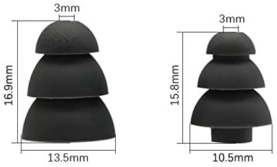 Silicone Replacement Ear Buds Tips, 20 Pcs, Black (Triple Flange) - size: Size: Universal - Shape: Triple Flange