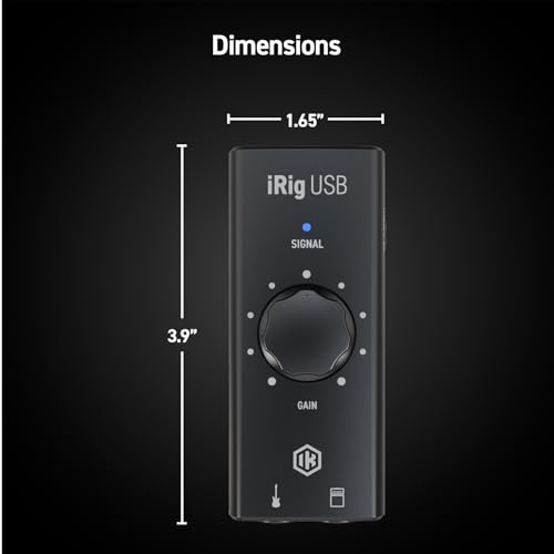 IK Multimedia iRig USB Guitar Audio Interface - 24-bit 48 kHz Music Recording Studio Equipment Include USB C Cable For iPad, Mac And PC, Guitar Accessories, Recording Device