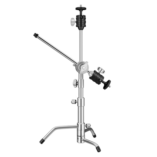 Heavy Duty Mic Stand for Desk, SUPON Stainless Steel Desktop Microphone Stand with 5/8, 3/8, 1/4 Adapters, Pro C-Stand Boom Arm for Blue Yeti, Shure SM7B, Camera, Light, Video Recording