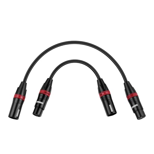 XLR Male to XLR Female Microphone Cable, 1 Ft, 2 Pack
