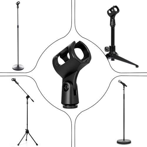 4Pcs Microphone Clip Mic Holder Adjustable Angle Flexible Rubber Handheld Wireless Mic Holders Clamp for Handheld Microphones(Inner Diameter Range 30-50mm)