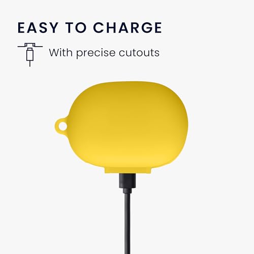 kwmobile Cover for Bose QuietComfort Earbuds Case - Silicone Cover for Earbuds Charging Case - Protective Headphone Holder with Carabiner Clip - Yellow - color: yellow