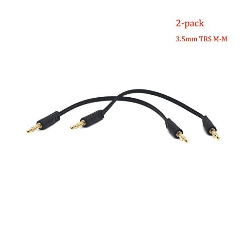 3.5mm Male Stereo Audio Flat Cable, 15cm, 2 Pack, 1/8" TRS Jack Plug Headphone Headset AUX Cord - color: Straight Plug