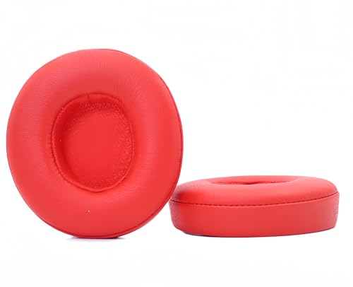 Headphone Replacement Ear Pad Cover Compatible with Beats by Dre Solo3 Solo2 Wired Wireless Headphones Protein Leather Memory Foam Headphone Cushion Ear Muffs-Orange red - color: Orange Red