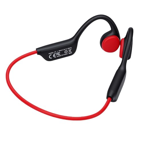 Bone Conduction Headphones Bluetooth, Water Proof Headphone with 32GB MP3 Player, IPX8, Bluetooth 5.4, Open Ear Sports Earphone for Swimming Running Cycling (Black Red) - color: Red