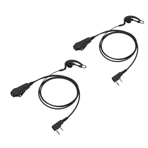 Yunseity 2 Pin Radio Earpiece, Clear Sound Quality Wired Earhook Headset with Mic Push to Talk Key, for HYT Puxing Radios