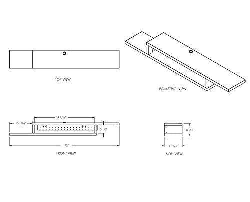 Martin Furniture Asymmetrical Audio/Video Console Shelf, 72", Burba Bank - color: Burba Bank, size: 72"