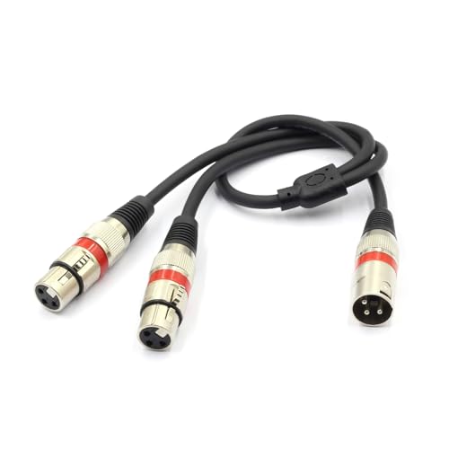 XLR Splitter Cable - XLR Male to Dual Female 3 Pin Patch Y Cable Balanced Microphone Splitter Cord Audio Adapter (50CM/1.5FT) - color: XLRM-2XLRF-50CM-1PACK