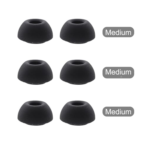 Klowcok Replacement Ear Tips for AirPods Pro 3(3rd Generation 2025), Medium | Memory Foam Earbuds Tips, Fit in The Charging Case, 3 Pairs, Black - size: Medium