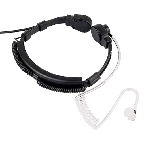 ETMY K-2 PIN Throat Mic Compatible with BaoFeng/Retevis/Pxton/Kenwood, Airsoft Tactical Single-Ear Air Tube Headset with 3-Pair Earbuds, for Noisy Env/Hunting/Security & Motorcycle Riding 1 Pack