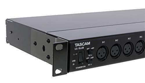 Tascam US-16x08 Rackmount USB Audio/MIDI Interface for Recording, Drum Recording, 8 XLR/8 1/4" Inputs, 8 Outputs, Control Software,Black - style: US-16x08
