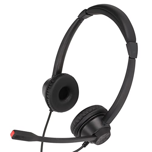 AstraLoom 2.5mm Business Headset Binaural Corded Headphones with HD Microphone for Call Center Telemarketing Home Office Black ABS H390D2.5VA