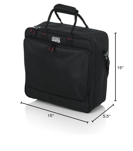 Gator Cases G-MIXERBAG-1515 Padded Nylon Mixer/Gear Carry Bag with Removable Strap, 15 IN X 15 IN X 5.5 IN - Bundle with 10ft Instrument Cable and Austin Bazaar Polishing Cloth