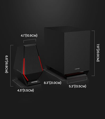 Edifier G1500 MAX 2.1 RGB Light Gaming Speakers with 4" Wood Subwoofer | 60W Peak Power, 4" Subwoofer & 2.5" Satellite Speakers, Bluetooth 5.3 & Multi-Wired Connections, 3 Sound Modes